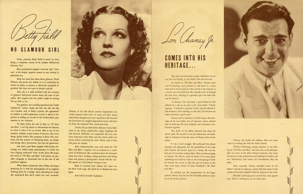 OF MICE AND MEN (1939) Promotional book