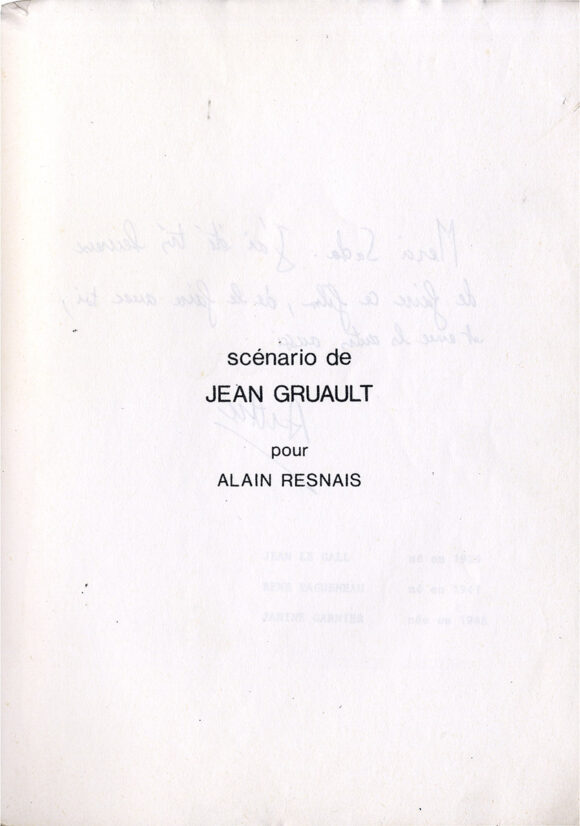 MON ONCLE D'AMÉRIQUE [MY AMERICAN UNCLE] (1979) French screenplay