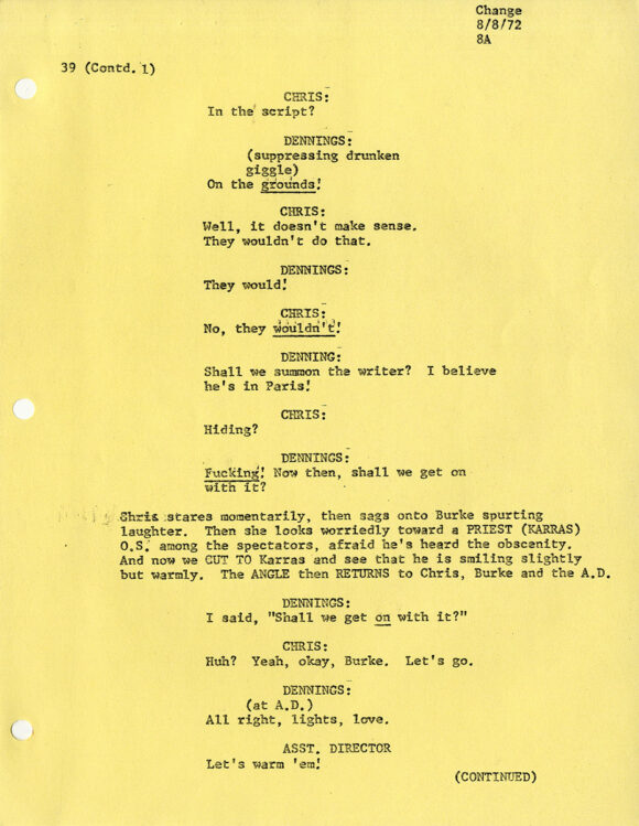 William Friedkin (director) THE EXORCIST (Apr 24, 1972) Revised final film script