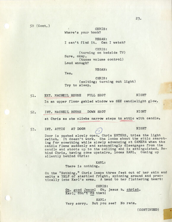 William Friedkin (director) THE EXORCIST (Apr 24, 1972) Revised final film script