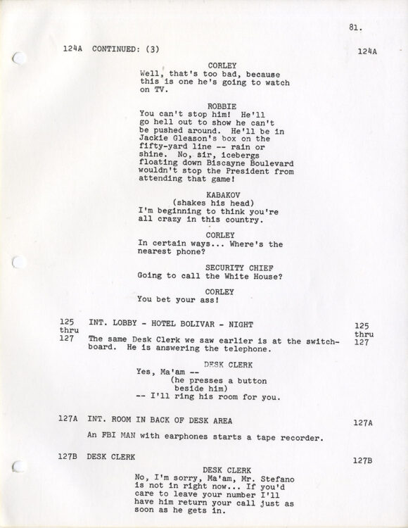 John Frankenheimer (director) BLACK SUNDAY (Jan 15, 1976) First draft film script