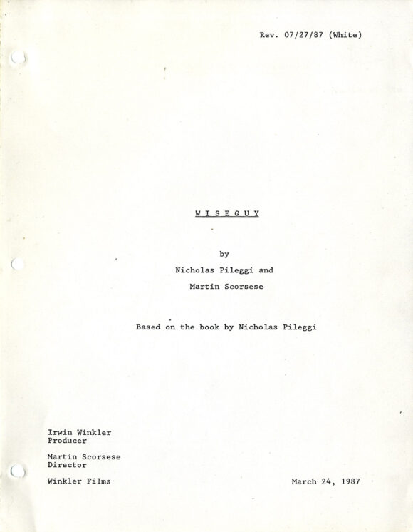 GOODFELLAS [working title: WISEGUY] (1987) Film script