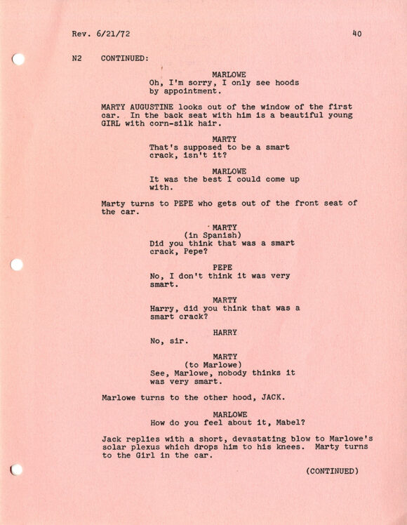 THE LONG GOODBYE (May 22, 1972) Signed revised draft film script