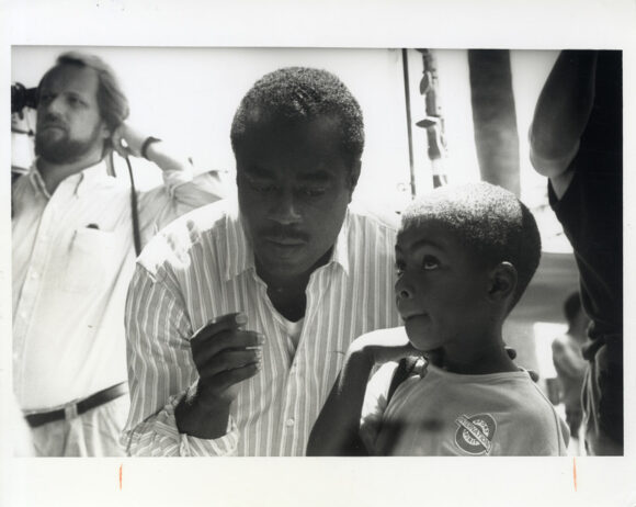 CHARLES BURNETT ON SET (ca. 1980) Set of 2 BTS photos