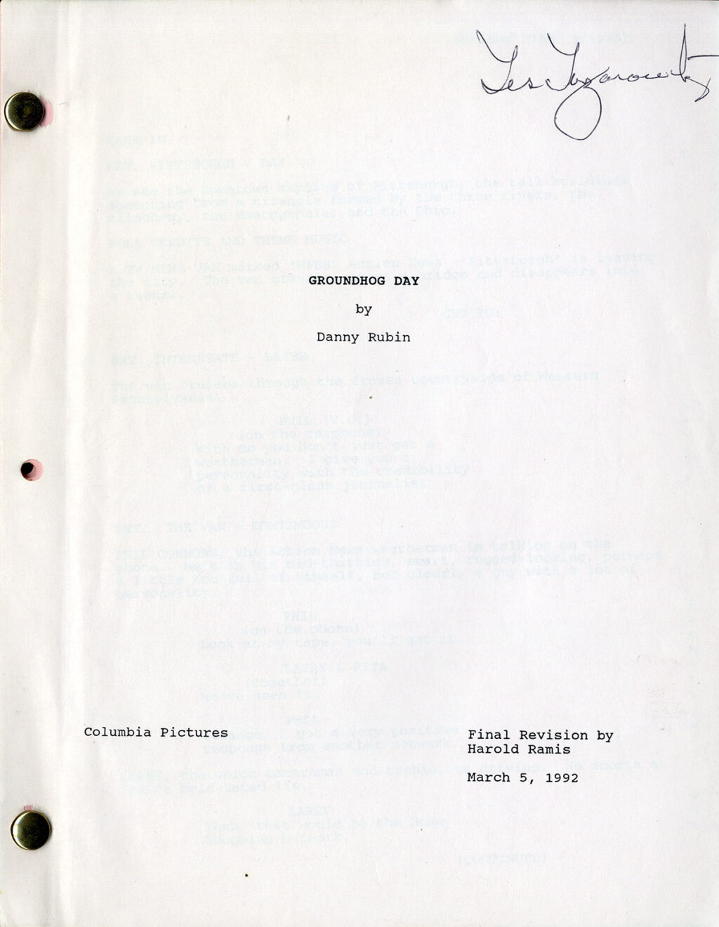 Harold Ramis (co-screenwriter, director) GROUNDHOG DAY (1992) Rainbow film script by Danny Rubin, Harold Ramis