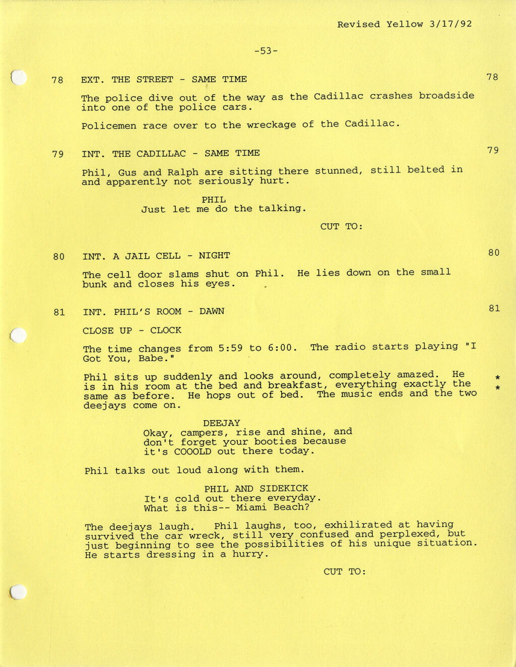 Harold Ramis (co-screenwriter, director) GROUNDHOG DAY (1992) Rainbow film script by Danny Rubin, Harold Ramis - Image 4