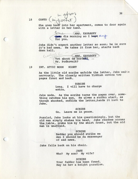 Joan Micklin Silver (screenwriter, director) HESTER STREET (Jun 1, 1973) Revised draft film script - Image 3