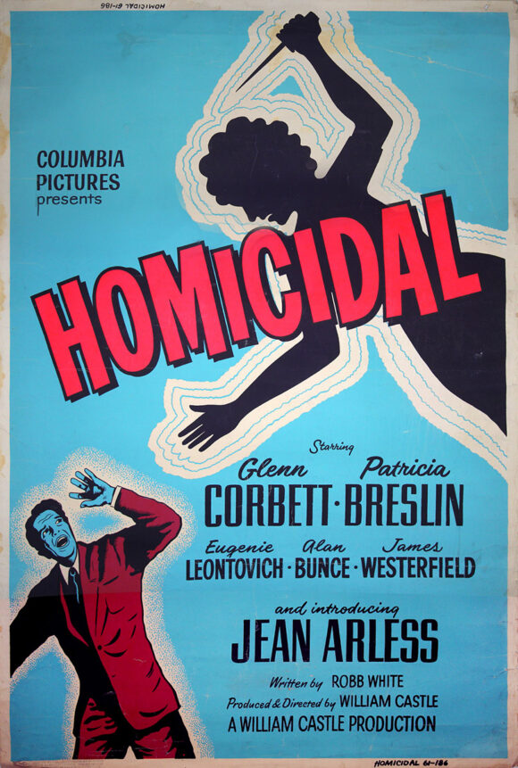 William Castle (director) HOMICIDAL (1961) 60 x 40" silkscreen poster