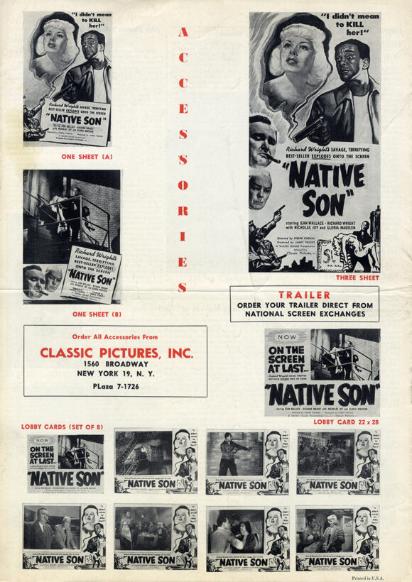 Richard Wright (source, co-screenwriter) NATIVE SON (1951) Pressbook - Image 3