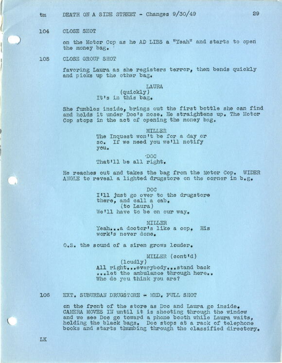 (Film noir) ONE WAY STREET (Sep 14, 1949) Revised first continuity script by Lawrence Kimble - Image 3