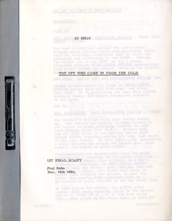 John le Carré (source) THE SPY WHO CAME IN FROM THE COLD (Nov 16, 1964) First final UK film script by Paul Dehn - Image 2