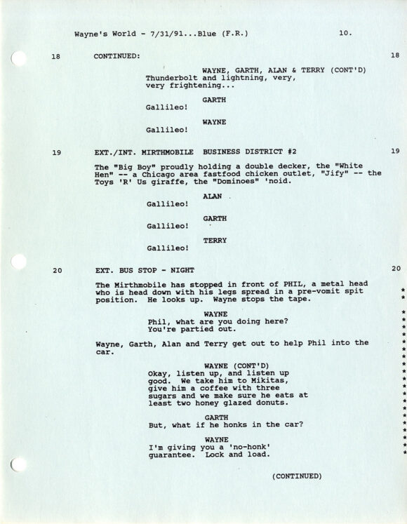 WAYNE'S WORLD (Aug 5, 1991) Revised draft film script by Mike Myers, Bonnie Turner and Terry Turner - Image 4