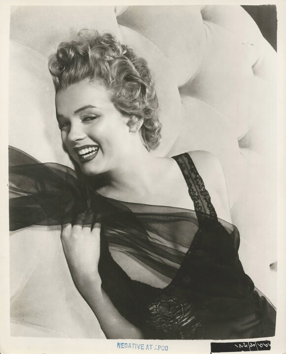 MARILYN MONROE IN BLACK NÉGLIGÉE (ca. 1952) Photo by Gene Kornman - 2