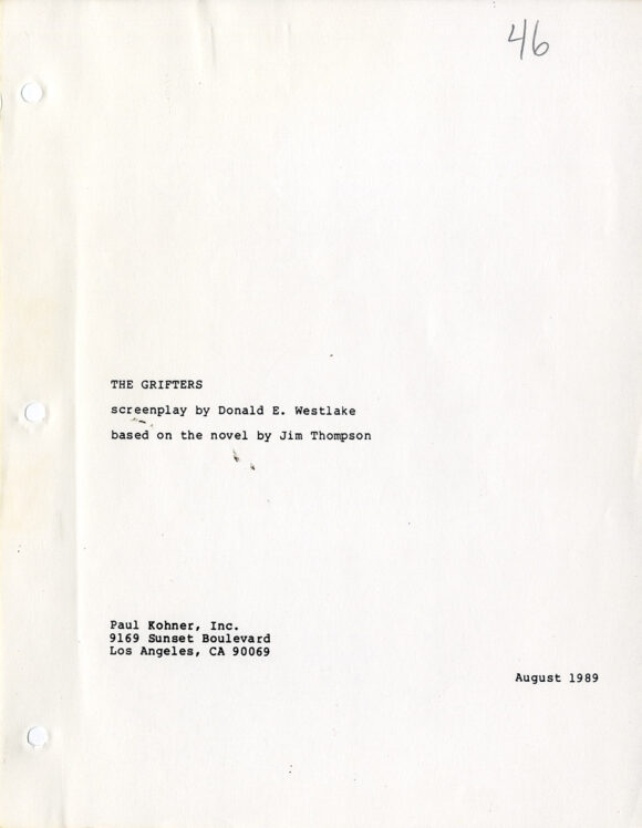 Jim Thompson (source), Donald Westlake (screenwriter) THE GRIFTERS (1989) Film script - Image 2