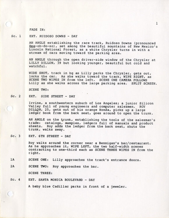 Jim Thompson (source), Donald Westlake (screenwriter) THE GRIFTERS (1989) Film script - Image 3