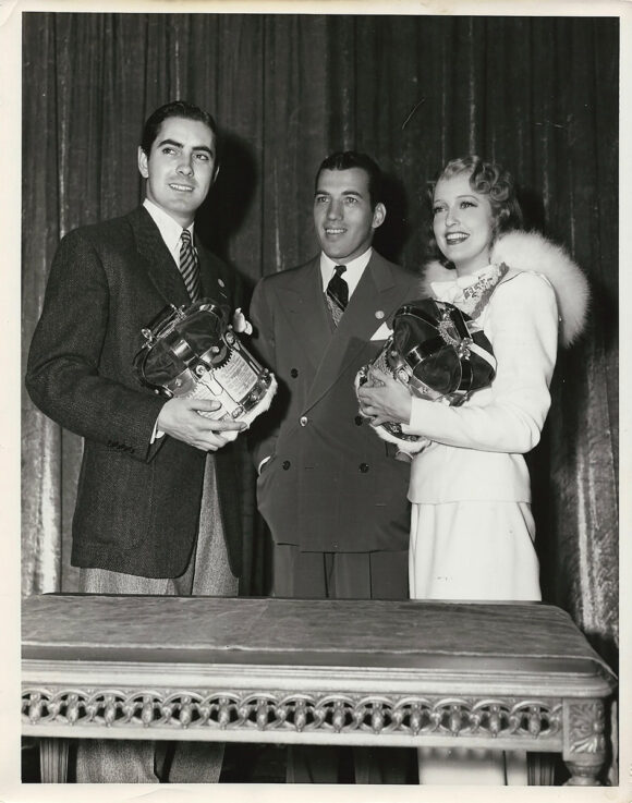 ED SULLIVAN CROWNS TYRONE POWER and JEANETTE MACDONALD (1938) Photo