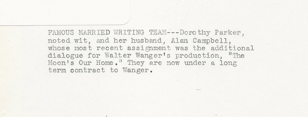 DOROTHY PARKER, ALAN CAMPBELL WRITING TEAM (1936) Publicity photo - Image 2