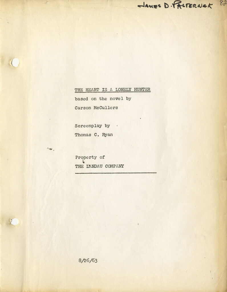 Carson McCullers (source) THE HEART IS A LONELY HUNTER (Aug 26, 1963 ...