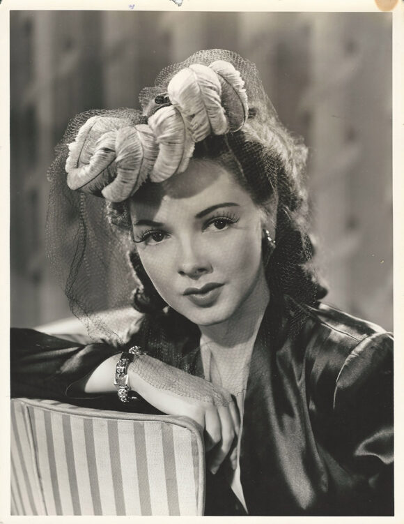 KATHRYN GRAYSON MODELS THE LATEST IN HAT FASHION (1943) Set of 2 oversized photos