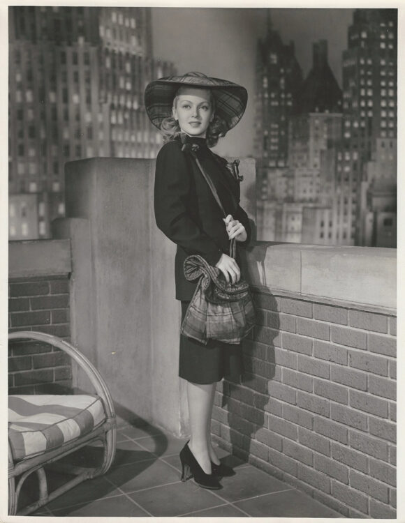 LANA TURNER MODELS ADRIAN SUIT | ZIEGFELD GIRL [1941] Set of 2 oversized photos by Eric Carpenter