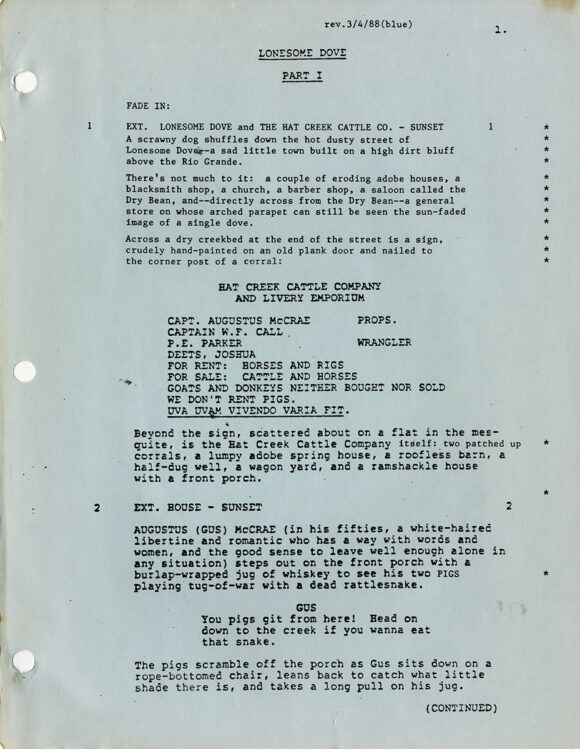 Larry McMurtry (source) LONESOME DOVE (1988) TV miniseries screenplay - Image 3