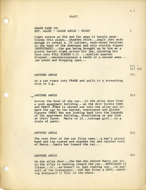 Gordon Parks (director) SHAFT (Jan 13, 1971) Film script - Image 2