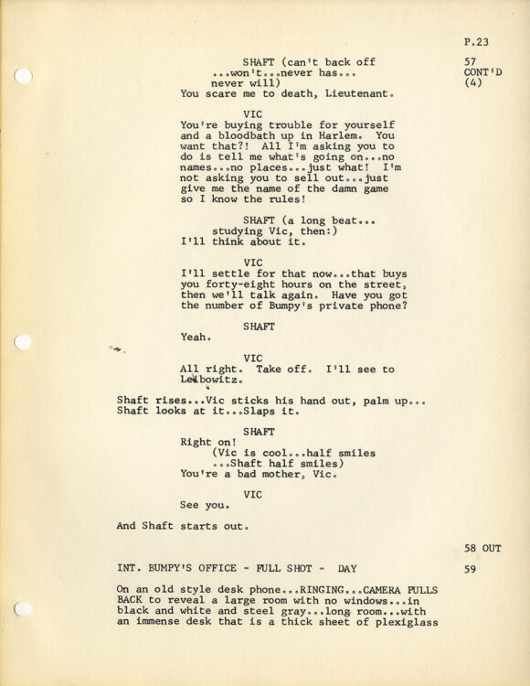 Gordon Parks (director) SHAFT (Jan 13, 1971) Film script - Image 3