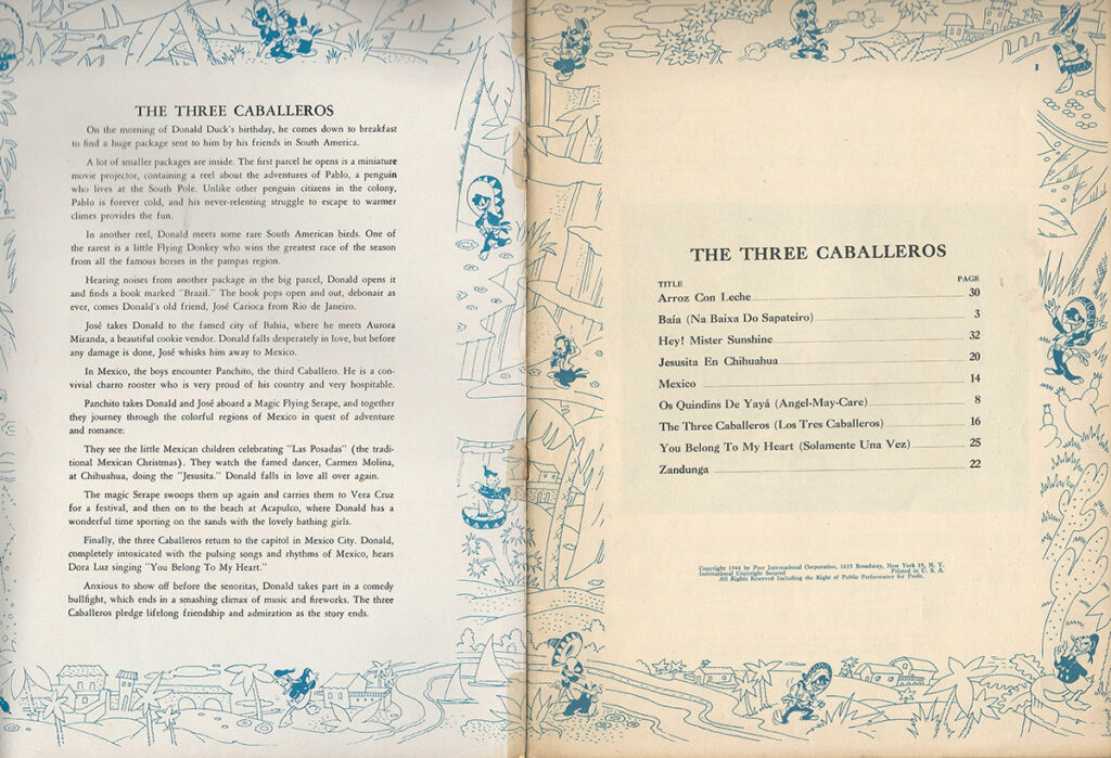 Walt Disney's THE THREE CABALLEROS (1944) Music book - Image 2