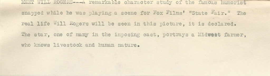 WILL ROGERS IN CHARACTER | STATE FAIR (1933) Oversized photo - Image 2