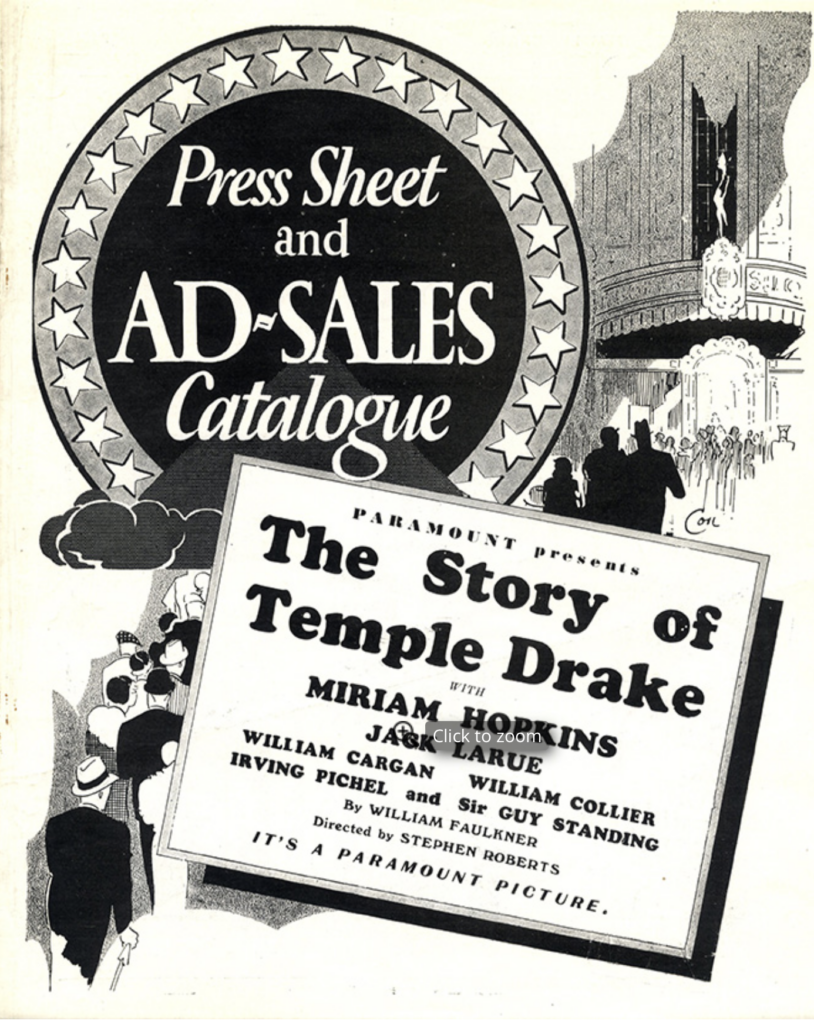 STORY OF TEMPLE DRAKE, THE (1933) UK pressbook