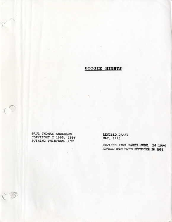 Paul Thomas Anderson (writer, director) BOOGIE NIGHTS (May 1996) Revised draft film script - Image 2