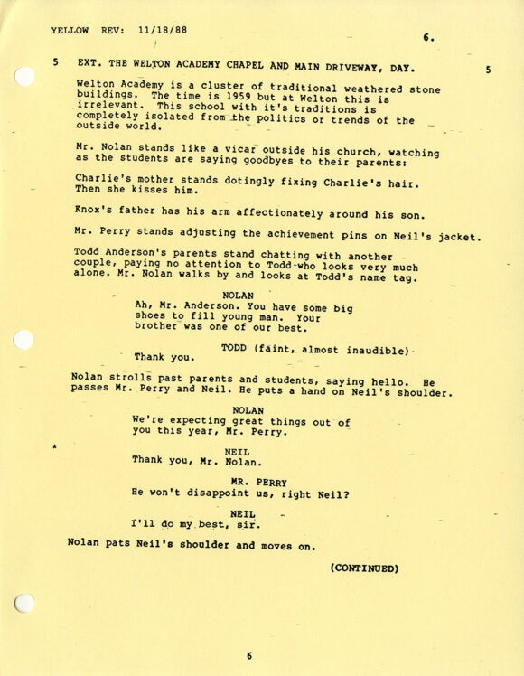 DEAD POETS SOCIETY (Sep 29, 1988) Revised Third draft film script - Image 2