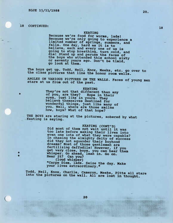 DEAD POETS SOCIETY (Sep 29, 1988) Revised Third draft film script - Image 3