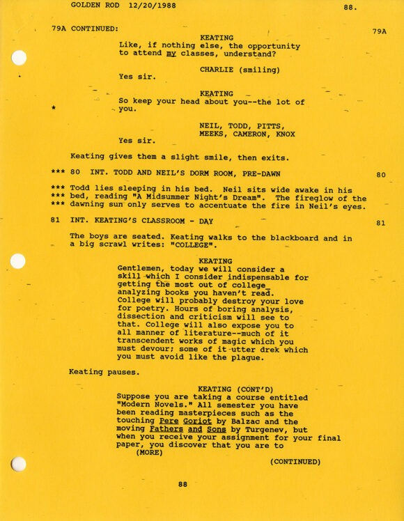 DEAD POETS SOCIETY (Sep 29, 1988) Revised Third draft film script - Image 4