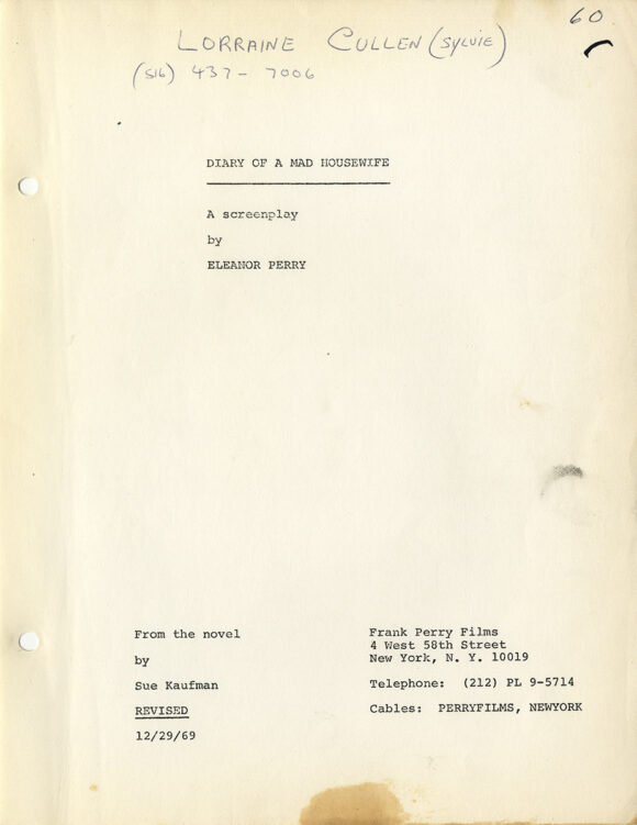 (Feminist cinema) DIARY OF A MAD HOUSEWIFE (Dec 29, 1969) Revised film script - Image 2