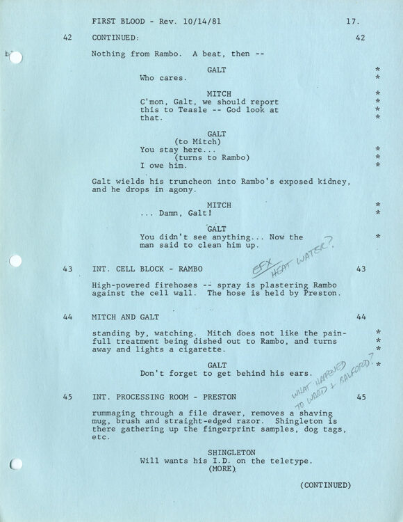 Sylvester Stallone (actor, writer) FIRST BLOOD (1981) Revised film script - Image 2