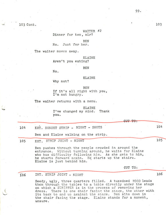 GRADUATE, THE (Mar 29, 1967) Final draft screenplay and bound set of breakdown sheets - Image 4