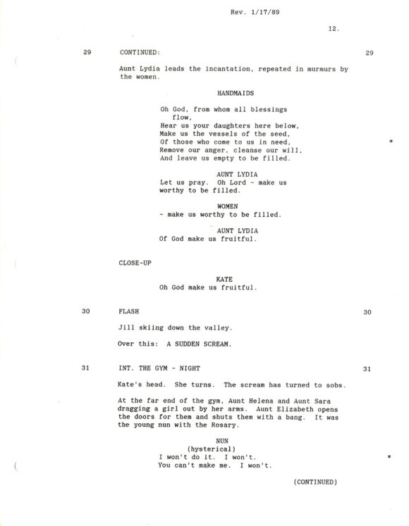 Margaret Atwood (source, screenplay), Harold Pinter (screenplay) THE HANDMAID'S TALE [1989] Revised draft film script - Image 3