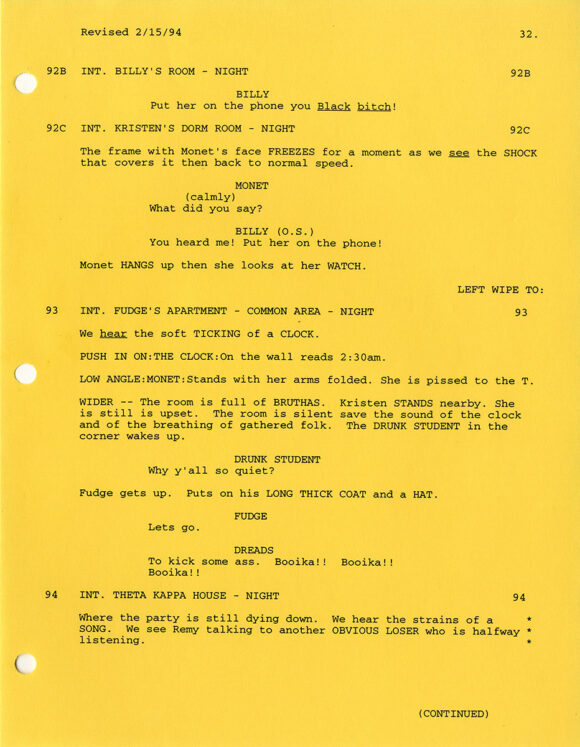 John Singleton (writer, director) HIGHER LEARNING (Jan 26, 1994) Rainbow film script - Image 3