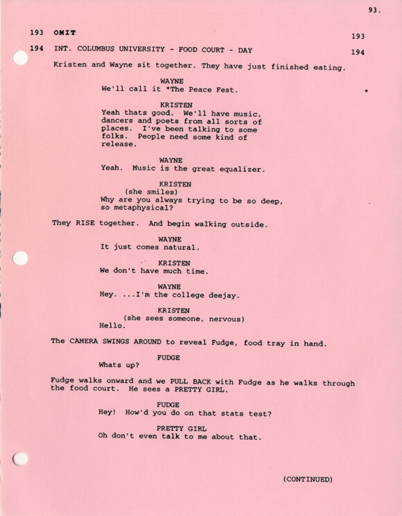 John Singleton (writer, director) HIGHER LEARNING (Jan 26, 1994) Rainbow film script - Image 4