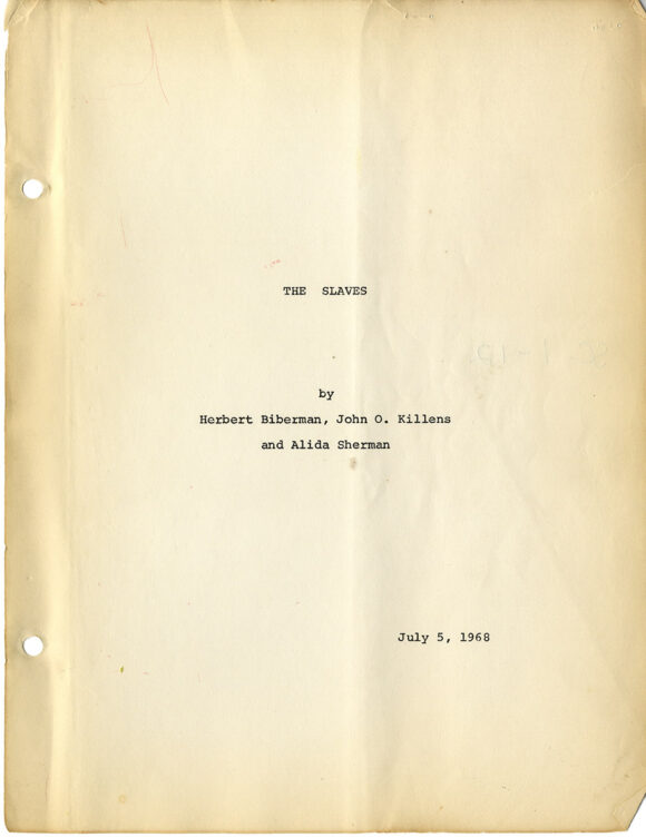 (Blaxploitation film) John O. Killens (writer) SLAVES (Jul 5, 1968) Film script - Image 2