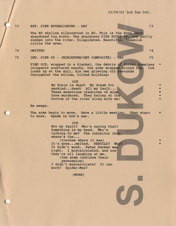 SPIDER-MAN 2 (Jul 24, 2003) Shooting script and production archive - Image 3