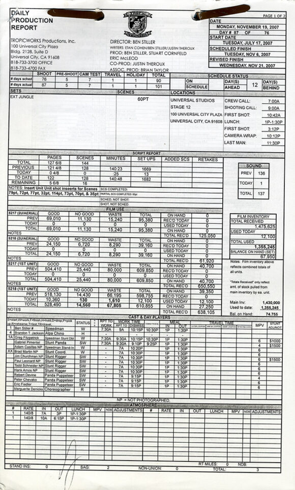 Ben Stiller (director) TROPIC THUNDER (2007) Rainbow film script and production archive - Image 7